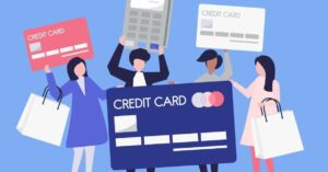 (people shopping with credit cards)